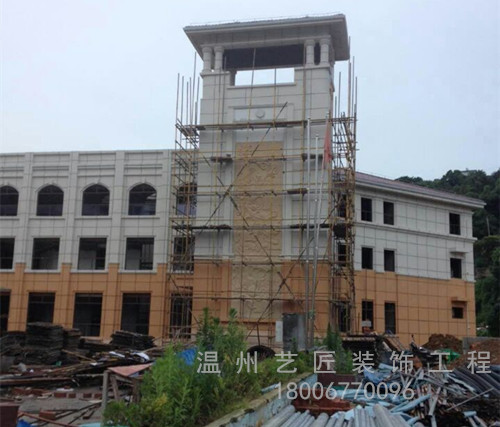 外立面浮雕墻施工現(xiàn)場(溫州永強(qiáng)夢露)